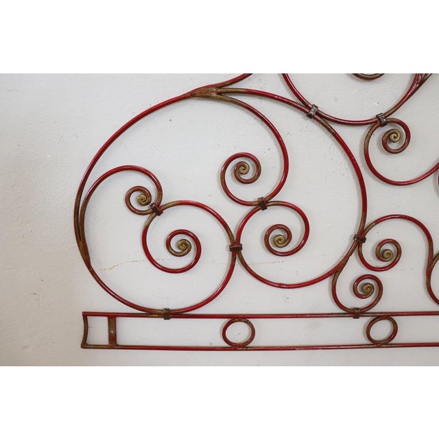 Red Iron Double Bed Headboard, Early 20th Century For Sale - Image 3 of 9
