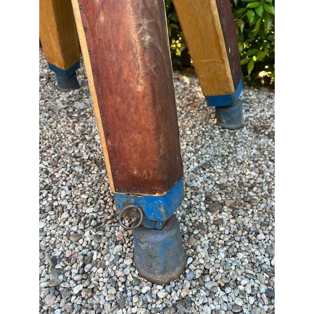 Gymnasium Leather Pommel Horse Bench Saddle Holder on Legs For Sale - Image 10 of 12