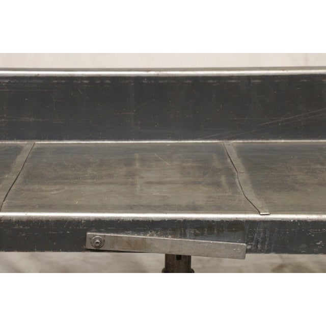 Industrial Mid 20th Century Industrial Steel Adjustable Height Rolling Desk For Sale - Image 3 of 6