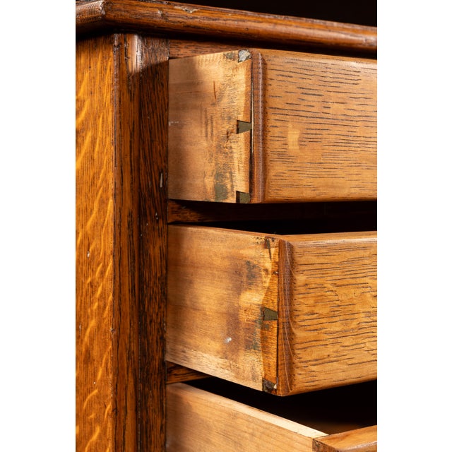 Antique Oak Vertical File Cabinet With Document Drawers by Library Bureau For Sale - Image 13 of 16