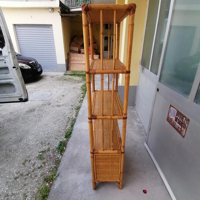 1970s Bamboo and Wicker Bookcase, 1970s For Sale - Image 5 of 11