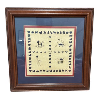 Vintage Design With Scissors Nursery Art 1985, Signed by r.w. For Sale