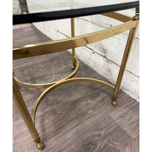Vintage Hollywood Regency Brass and Glass End Table Side Table Lamp Table For Sale - Image 12 of 12