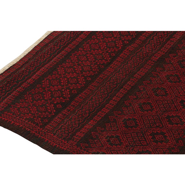 1950s 1950s Vintage Persian Kilim in Red and Black Geometric Patterns by Rug & Kilim For Sale - Image 5 of 8