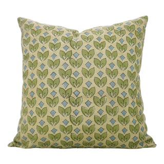 Fabdivine Block Print Linen Blend Cushion Cover- 16x16 For Sale