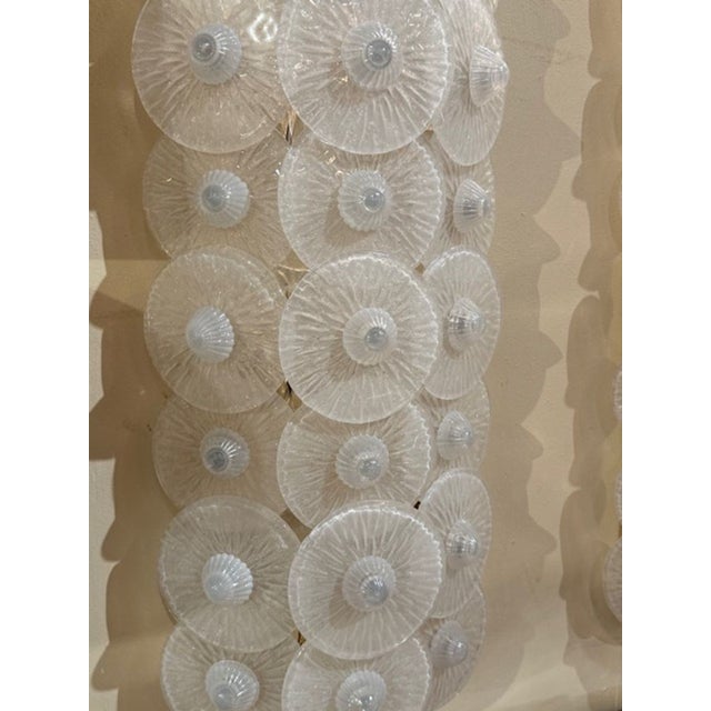 Pair of Large Scale Murano Sconces With White Discs For Sale - Image 4 of 5