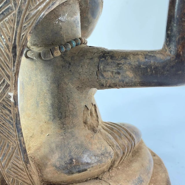 Wood Early 20th Century Tabwa Figural Stool with Indigenous Repairs For Sale - Image 7 of 10