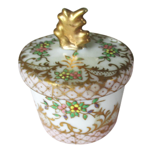 Antique French Hand Painted Enameled Porcelain Stamp Box