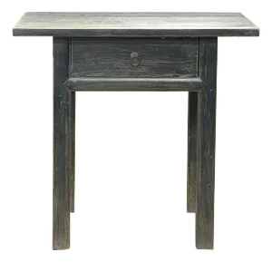 Distressed Rough Grain Fade Black Rectangular Pedestal Foyer Side Table