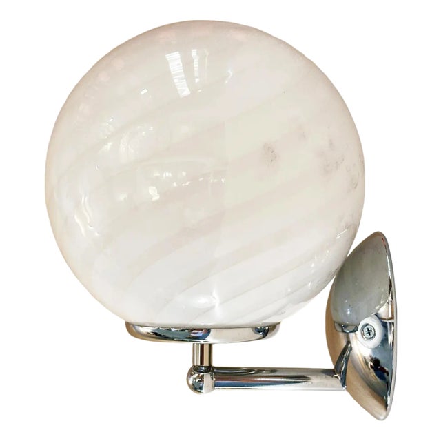 Milky-White Swirl Murano Glass Wall Sconce by Simoeng For Sale