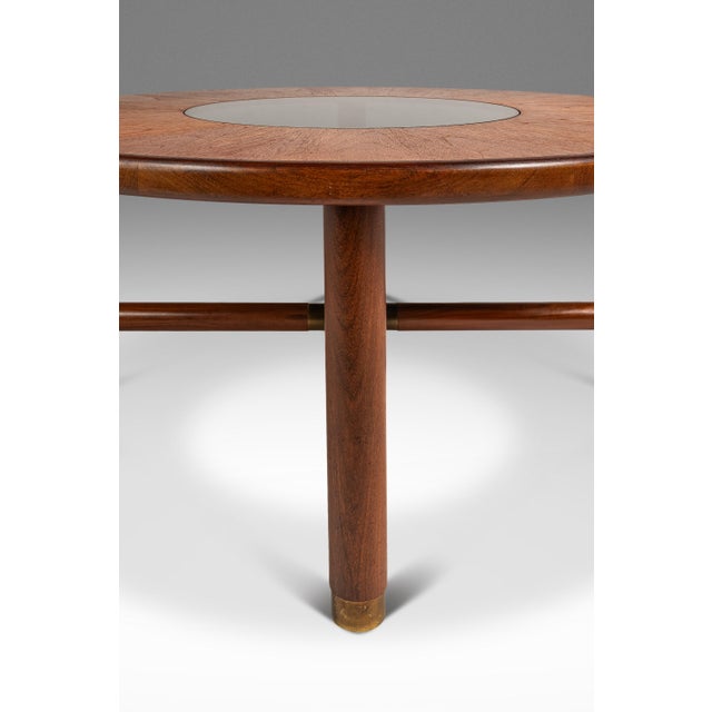 Mid-Century Danish Modern "Donut" Table in Solid Teak W/ Glass Inlay & Brass Detailing Attributed to G-Plan, England, C. 1970s For Sale - Image 10 of 17