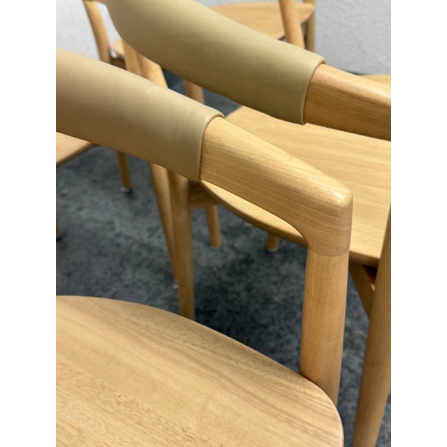 West Elm Irvine Sand Leather Dining Chairs, Set of Six For Sale - Image 11 of 12