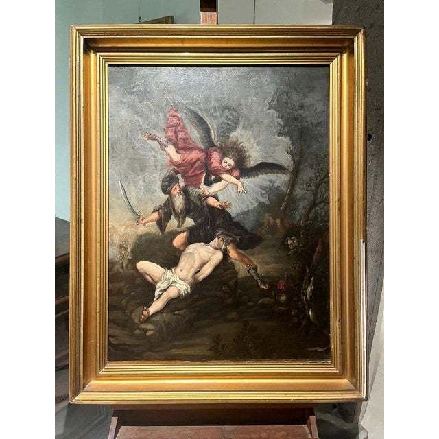 Tuscan School Artist, Sacrifice of Isaac, Oil on Canvas, Late 17th Century, Framed For Sale - Image 6 of 6