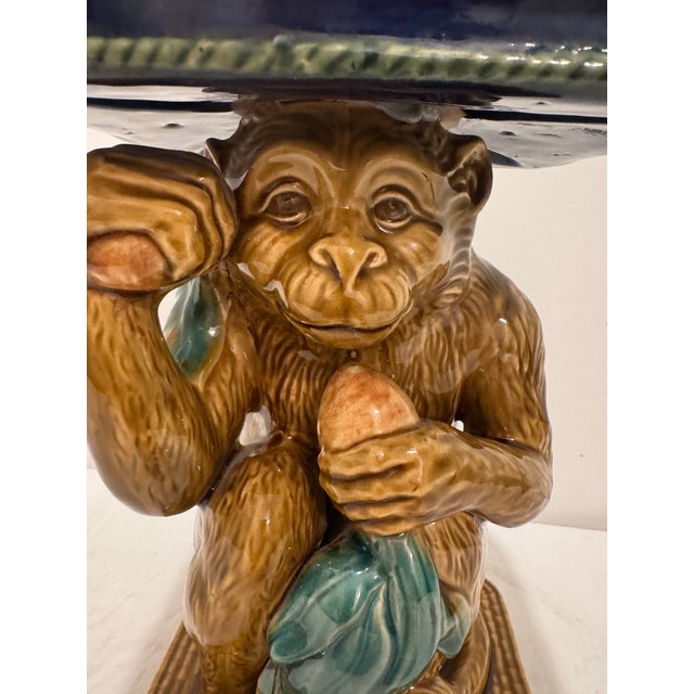 Vintage Majolica Monkey Figural Pedestal Stand For Sale In Nashville - Image 6 of 10