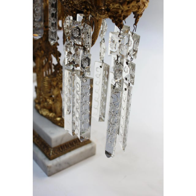 Gold Set of French Gilt Metal and Crystal Girandole Candelabra With Bear Motif For Sale - Image 8 of 13