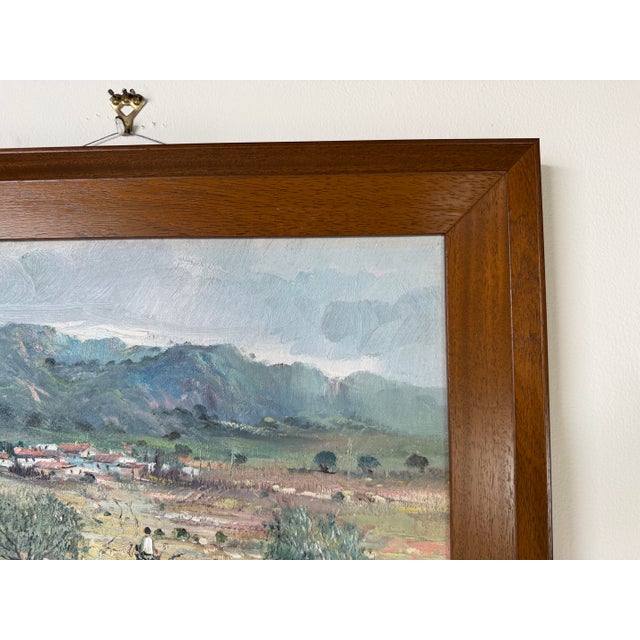 Wood 1960s Vintage B. Andreu Countryside Landscape Oil on Canvas Painting, Framed For Sale - Image 7 of 12