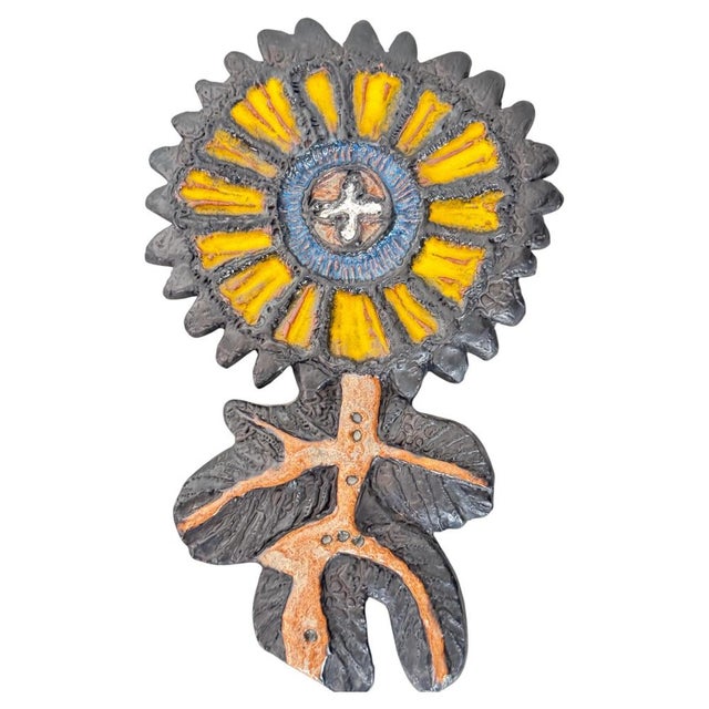 Ceramic Flower Wall Sculpture by Elisabeth Vandeweghe for Perignem, 1960s For Sale - Image 12 of 12