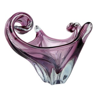 Mid-Century Modern Sommerso Art Glass Sculptured Bowl by Cristallo Venezia, 1960 For Sale