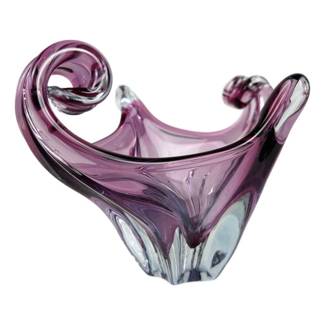 Mid-Century Modern Sommerso Art Glass Sculptured Bowl by Cristallo Venezia, 1960 For Sale