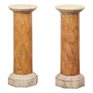Italian Pair 3 Ft Tall Column Pedestals For Sale