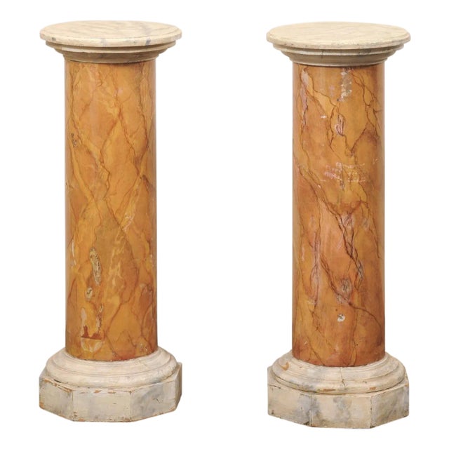 Italian Pair 3 Ft Tall Column Pedestals For Sale