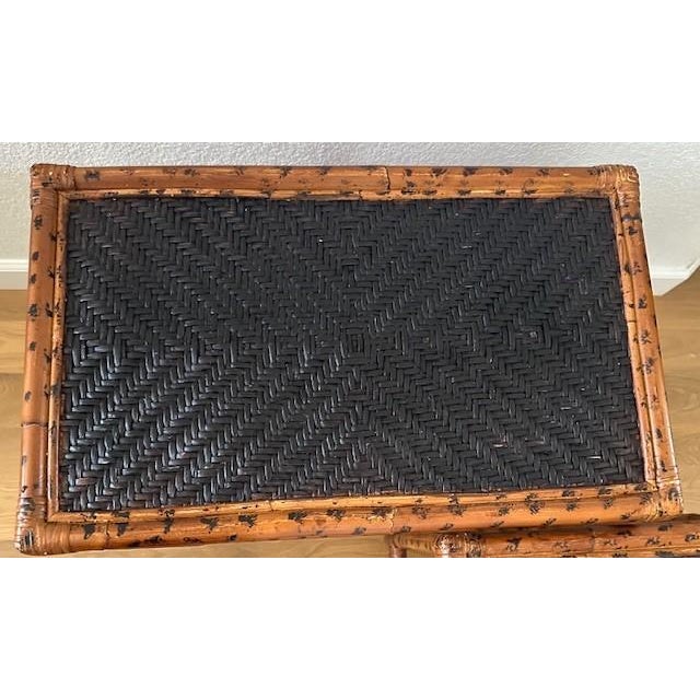 Mid-Century Modern Vintage 1950s Burnt Bamboo and Rattan Nesting Tables - Set of Three For Sale - Image 3 of 8