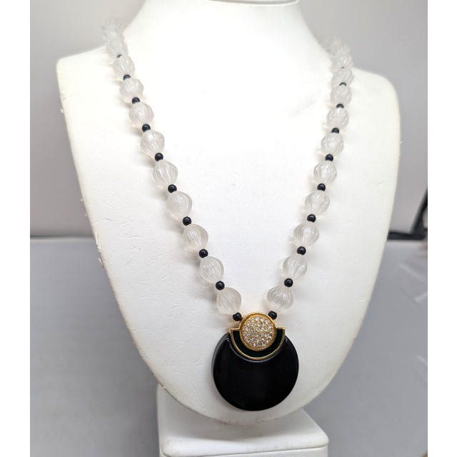 Metal Vintage 1980s Signed Givenchy Deco Style Lucite Pendant Necklace For Sale - Image 7 of 7