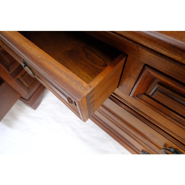Pair of Solid Mahogany Raised Panel Heavy Built 4 Drawer Bachelor Chests Dresser For Sale - Image 18 of 18