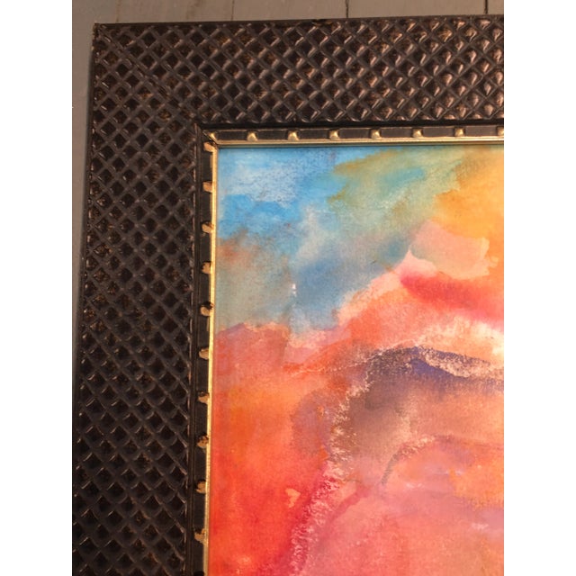 1970s Vintage Original Abstract Watercolor Painting Framed For Sale - Image 5 of 7