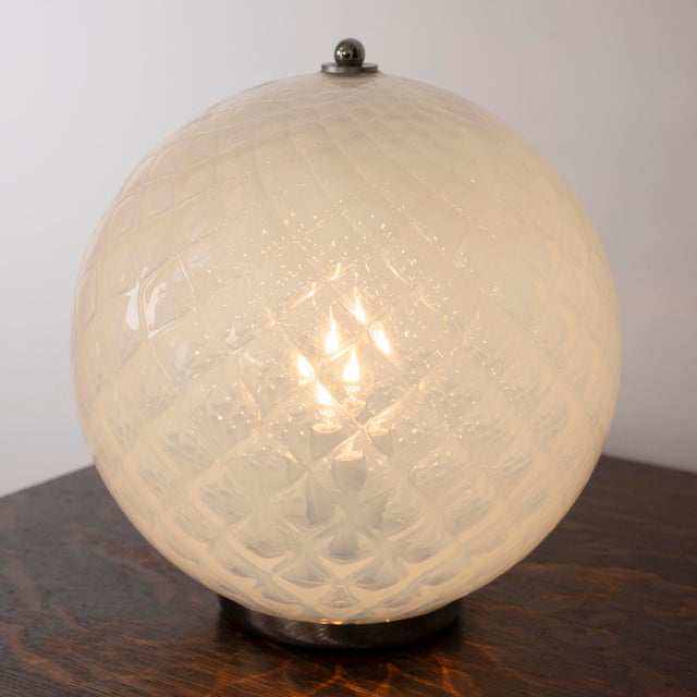 Vintage Murano Glass Table Lamp with Opal, Italy, 1980s For Sale - Image 3 of 12