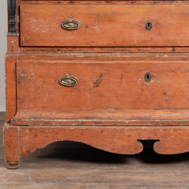 Early 19th Century Danish Original Painted Pine Chest of Five Drawers For Sale - Image 13 of 18