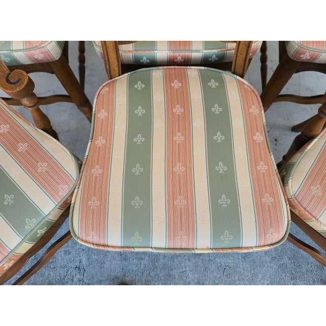 Vintage French Country Oak Wingback Dining Chairs - Set of 6 For Sale - Image 9 of 12