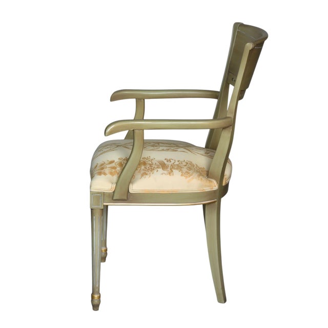 Mid-Century Louis XVI Style Game Table with Green Leather Top and Armchairs, 1960s, Set of 5 For Sale - Image 11 of 18