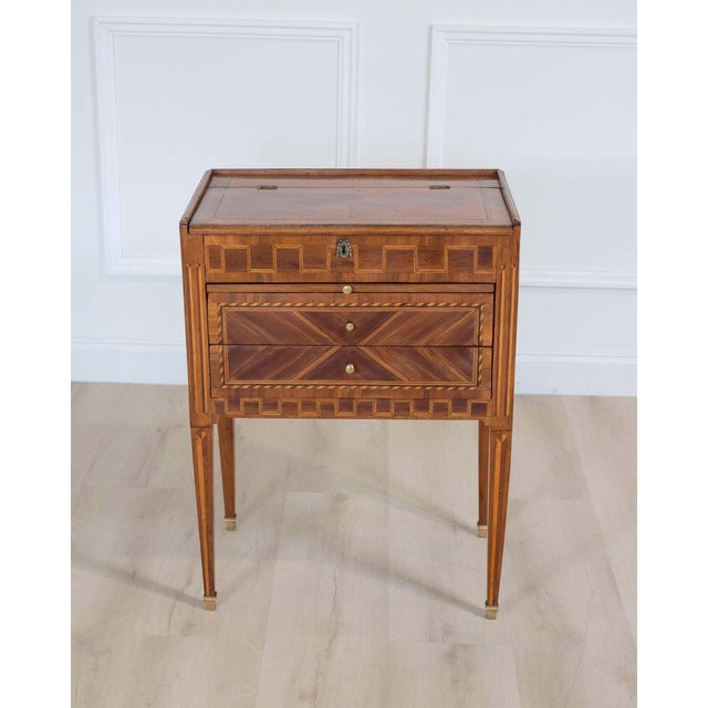 18th Century Louis XVI Marquetry Chiffonier Table For Sale - Image 12 of 15