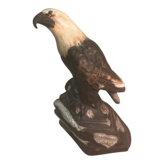 Eagle --1980s Large Glazed Eagle on Rock For Sale