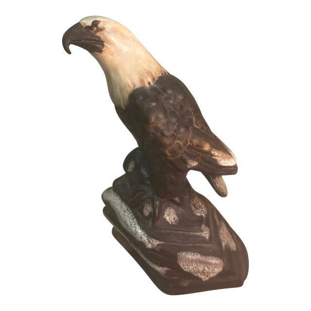 Eagle --1980s Large Glazed Eagle on Rock For Sale