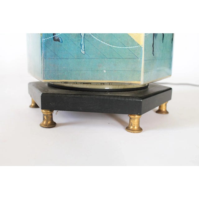 Late 20th Century Reverse Painted Hexagonal Tang Horse Table Lamp For Sale - Image 10 of 13