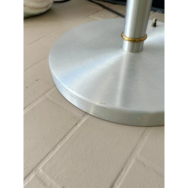 Vintage Postmodern Brushed Aluminum and Brass Torchiere Floor Lamp For Sale - Image 10 of 12