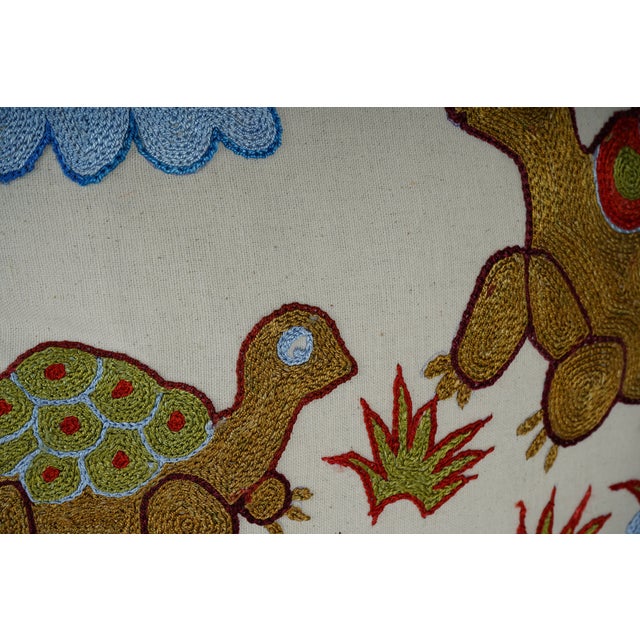 1960s Embroidered Turtle Suzani Pillow Cover - A Pair For Sale - Image 5 of 6