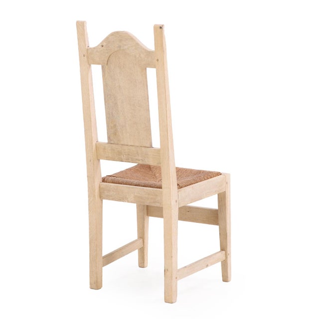 Gothic Set of 6 Belgian Dining Chairs With Rush Seats and High Arched Backs, 1960s For Sale - Image 3 of 6