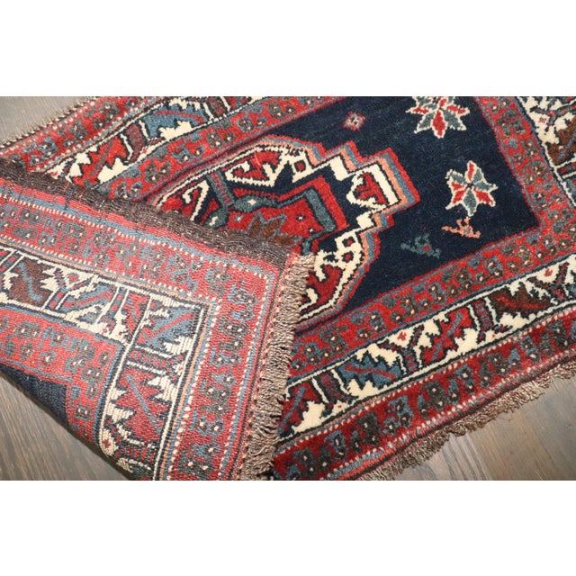 Early 20th Century Antique Zabihi Collection Navy Persian Veramin Mini Rug - 1'7" x 3'1" For Sale - Image 5 of 5