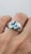 Square-Cut Blue Topaz Architectural Silver Cocktail Ring, Size 7.5 For Sale - Image 4 of 8