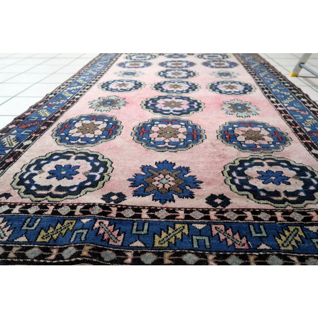 Navy Blue 1950s, Handmade Vintage Persian Malayer Rug 3.8' X 6.2' For Sale - Image 8 of 11