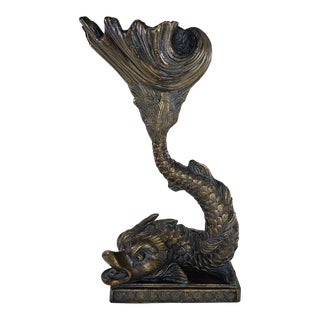Vintage Maitland-Smith Bronze Koi Dolphin Fish Pedestal Dish For Sale