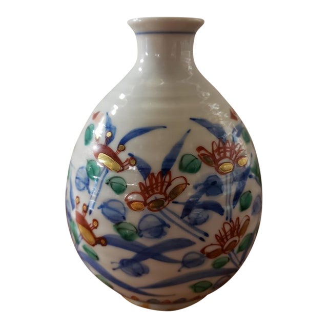 Circa 1970 Japanese Akae Style Ceramic Tokkuri Sake Carafe Bottle For Sale