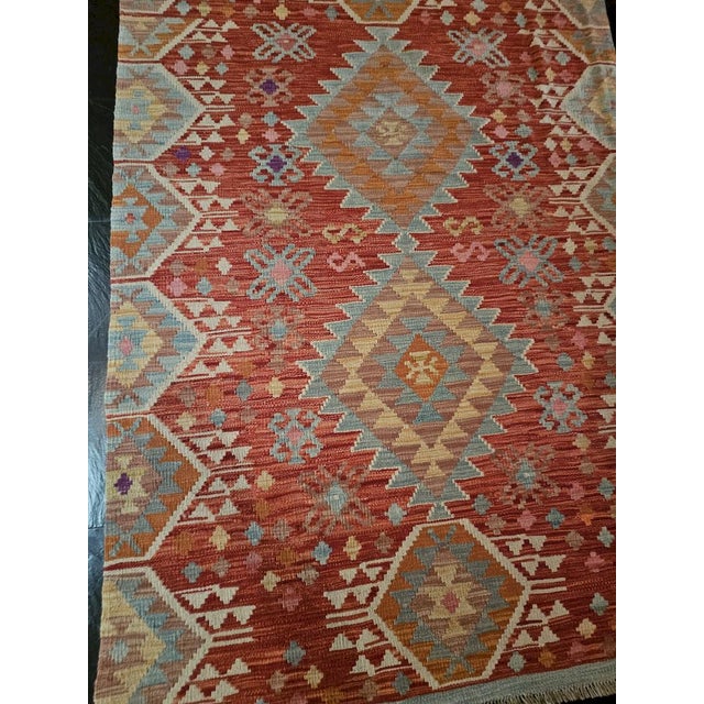 Wool Kilim Rug with Traditional Geometric Patterns For Sale - Image 4 of 11