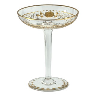 Antique Gilt Decorated Art Glass Goblet, 1890s For Sale