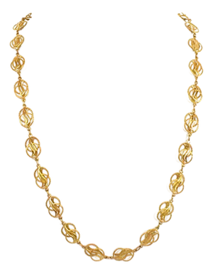 Fancy Wire Open Link 14k Yellow Gold Necklace 30"Long