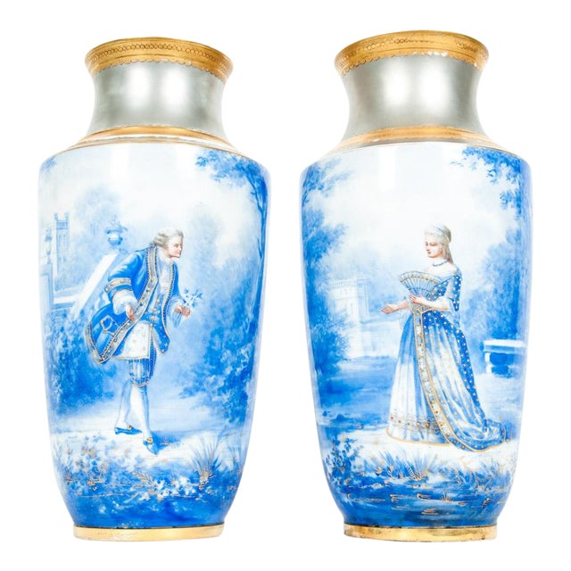 Antique English Porcelain Decorative Vases A Pair Chairish
