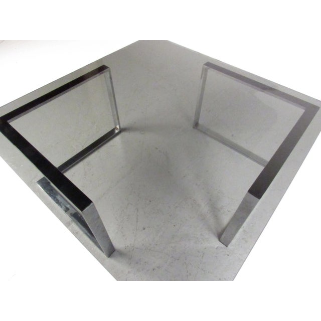 Silver Modern Chrome & Tinted Glass Coffee Table For Sale - Image 8 of 10